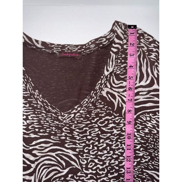 Fresh Produce Top 2X V Neck Relaxed Cotton Blouse 3/4 Sleeve Animal Print Art - Picture 9 of 12